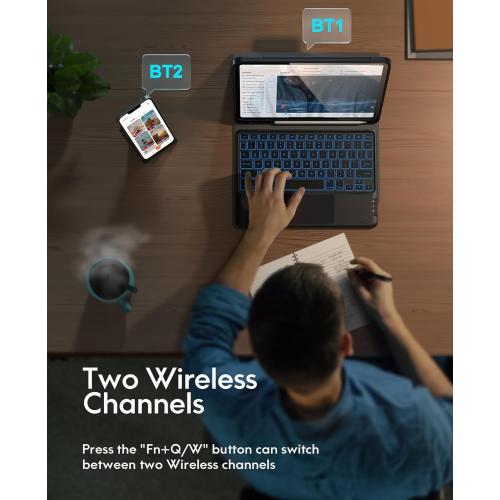 Color Black for iPad Air 11 Inch Case with Keyboard M3/M2 (2025/2024), 7-Color Backlight, Multi-Touch Trackpad, 2 Wireless Channels, for iPad Pro 11 (4th/3rd/2nd/1st Gen) & iPad Air 5th & 4th Gen, Black