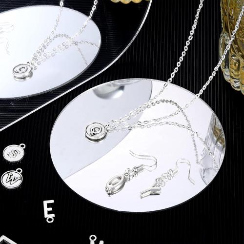 Yinkin 8 SetsMixed Alphabet Charms Round Letter Pendants A-Z Initial Letter Metal Charms for Jewelry Making and DIY Crafting(Ancient Silver)