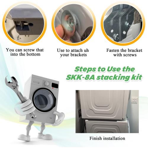 UPGRADED SKK-8K & SKK-7A Stacking Kit Fit for Samsung Washer & Dryer 27 Inch Front Load Laundry by Techecook - Samsung Stackable Washer Dryer Kit Including All Parts - Replace for SK-5A SK-5AXAA
