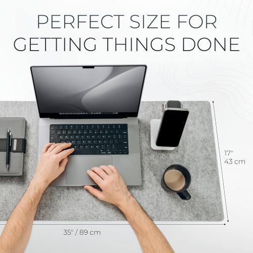 Nordik Large Felt Desk Mat - Marle - 35 x 17 inch - Full Desk Keyboard Mat - Keyboard and Mouse Pad - Large Desktop Felt Pad