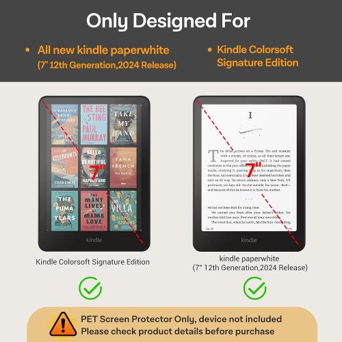 CoBak 3 Pack Anti-Glare Matte Screen Protector for 7 Kindle Paperwhite 12th Gen 2024 & Colorsoft Signature Edition,for Kobo Aura 2 - High Clarity, Fingerprint Resistant - Fine-Grit Texture PET Film