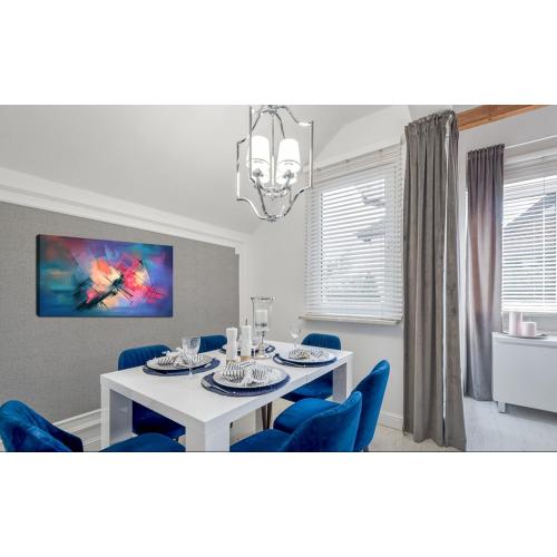YYYYHPP YP0675 Canvas Wall Art Colorful abstract acrylic painting Wall Art Modern Art on Blue Background Picture Painting for Living Room Bedroom and Office Home Kitchen