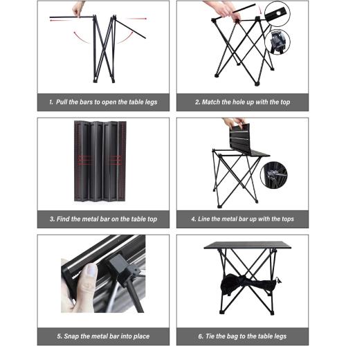 Camping Table Folding Portable Camp Side Table Aluminum Lightweight Carry Bag Beach Outdoor Hiking Picnics BBQ Cooking Dining Kitchen Blue Small