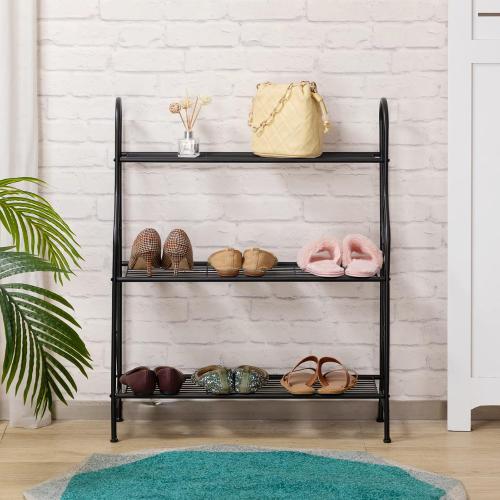 DOEWORKS 3 Tier Metal Plant Stand, Plant Display Rack,Stand Shelf, Pot Holder for Indoor Outdoor Use, Black