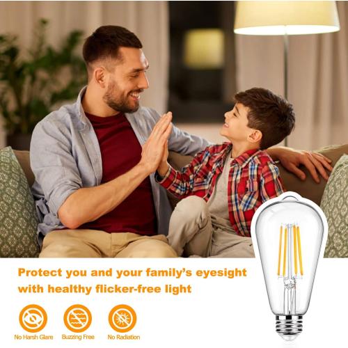 11 ST64 Large Vintage LED Edison Bulbs, 60W Equivalent 7W, 800Lumens, Dimmable Antique LED Filament, 2700K Warm White, E26 Medium Base Light Bulbs High Brightness Clear Glass for Bedroom Office