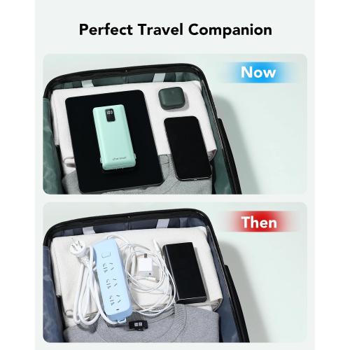 charmast Portable Charger with Built-in Cables and Plug, 10000mAh USB C Power Bank Fast Charging, External Battery Pack Slim, Travel Essentials Compatible with iPhones, Samsung Galaxy, iPad