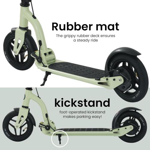 Aero Big Wheels Scooter for Kids 8-12, Teens & Adults | Pneumatic Air Tyre, Hand Controlled Drum Brake & Rubber Deck Mat | Adult Manual Kick Scooter | Foldable & Height Adjustable, 220lbs Max
