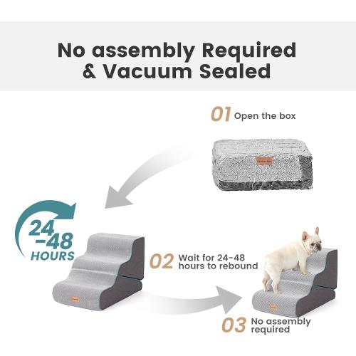 Gardner Pet Dog Stairs for Small Dogs 19.7 H, Curved 4-Step Pet Stairs, Dog Steps for High Bed (18-24 in), Couch with Durable Non-Slip Waterproof Fabric Cover and CertiPUR-US Certified Foam
