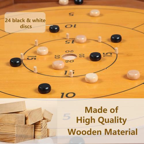 Tournament Crokinole and Checkers, 30-Inch Official Crokinole Board Game with 26 Playing Surface, Canadian Heritage Tabletop Game for Two Players, Dexterity Krokinole Games for Families and Friends
