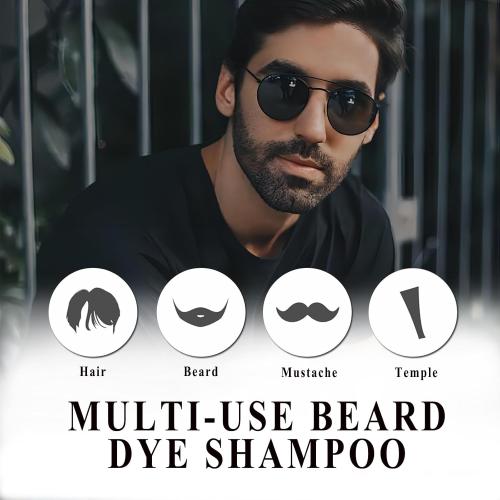 Color Black Men’s Beard Dye For Men Black In Minutes, Grey Reducing Mustache & Beard Wash & Conditioner 3 In 1, Black Beard Dye Shampoo, Long-Lasting With Natural Extract, Gifts for Men Dad