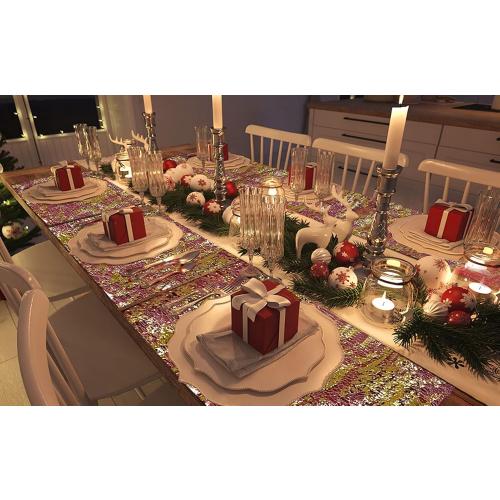 108 Gold Table Runner - Metallic Gold Tulle Party Decorations 9ft Sparkle Foil Mesh Centerpieces for Birthday, Wedding, Anniversary, Thanksgiving, Christmas,‌ Graduation Party Table Runner