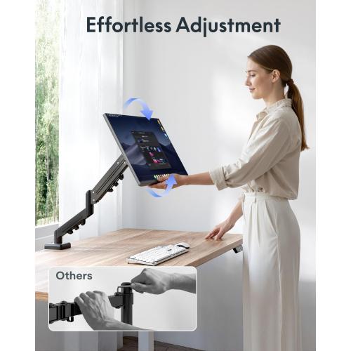Flexispot Single Monitor Arm, 17-32 Inch Monitor Mount up to 19.84 lbs, Fast Install VESA Mount for Home Office Gaming, Full Adjustable Gas Spring with C-Clamp and Grommet Base, Black