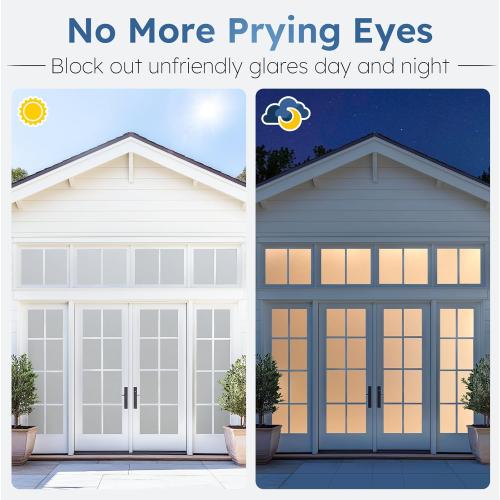 rabbitgoo Window Privacy Film with Kit for Glass Windows Frosted Decorative Clings UV Heat Control Static Cling Removable Easy Install for Bathroom Bedroom Door Home Coverings Pure, 17.5 x 78.7 inches