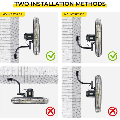 Black 24 FUGOO 24 Quiet Outdoor Oscillating Wall Mount Fan With Remote Control,All Sealed BLDC Motor,4-Speed Waterproof Outdoor Fan, Heavy Duty Industrial Wall Fans for House,Patios,Garage,Warehouse 5000CFM