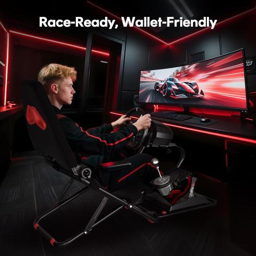 RACGTING Racing Simulator Cockpit for G920 G29 G923, Foldable Racing Simulator for Thrustmaster T248X T248 T300 T150 458 TX Xbox PS5 PS4 PC (Black), might miss pieces
