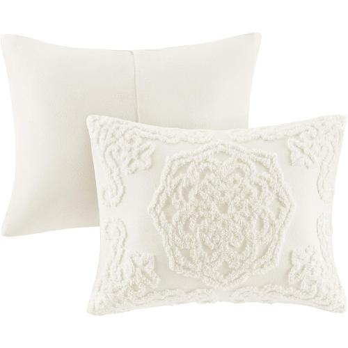 Comforter Bohemian Tufted Cotton Chenille, Medallion Shabby Chic All Season Down Alternative Bed Set Size Queen