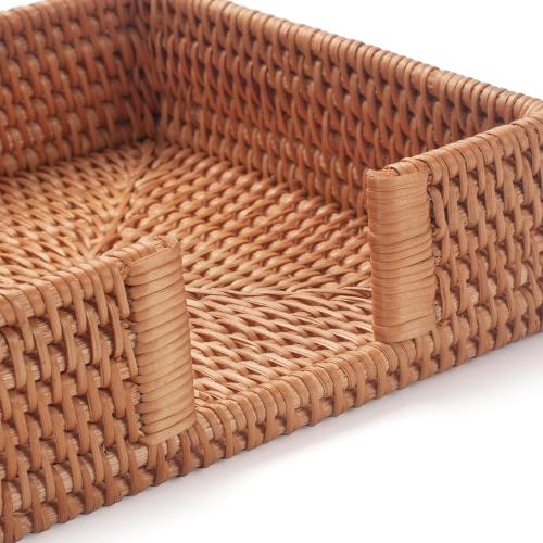 Rattan Napkin Holder Square, Napkin Holders for Paper Napkins, 7.5 x 7.5 x 2.5, Wicker Napkin Tray, Woven Guest Towel Holder for Restaurant/Kitchen/Bathroom Napkin Holder for Table