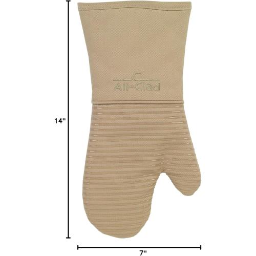 All-Clad Premium Silicone Oven Mitt: Heat Resistant to 500 Degrees - 100% Cotton & Silicone, 14x7 Pot Holder for Kitchen and Barbeque, (6-Pack), Cappuccino