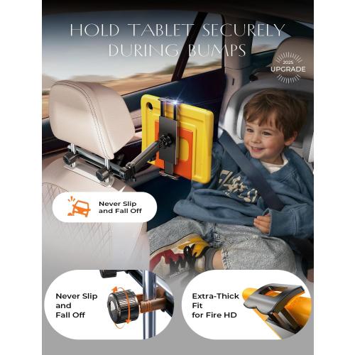 LISEN 3 in 1 for iPad Holder for Car Accessories for Women Road Trip Essentials for Travel Truck Backseat Car Organizer Car tv Headrest Tablet Holder iPad Car Mount for Kids Fire Tablet 4.7-11