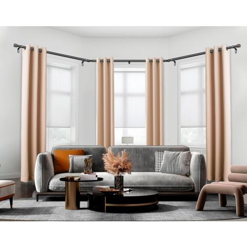 Black Bay Window Curtain Rod, HOTOZON 1 Inch Curtain Rods for Bay Windows 36-72 Inch(Center Rod), 20-36 Inch Side Rods for Windows, Heavy Duty Decorative Drapery Rod with End Cap Finials