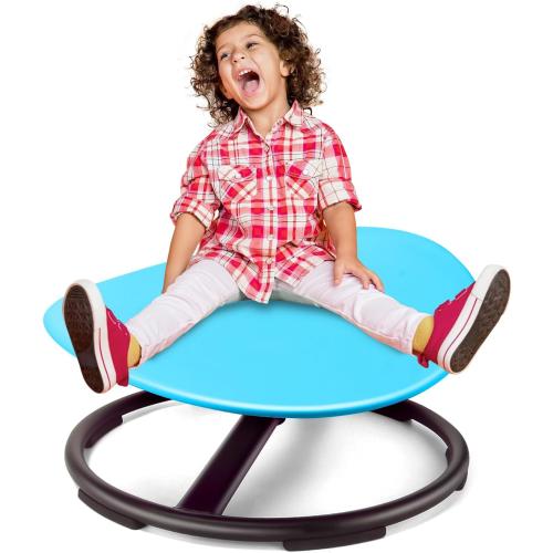 Sensory Spinning Chair for Autistic Kids, Sensory Room Must Haves Sensory Swivel Chair, Sit and Spin Autism Toys for Kids, Training Body Coordination, Metal Base, Non-Slip Design, Blue