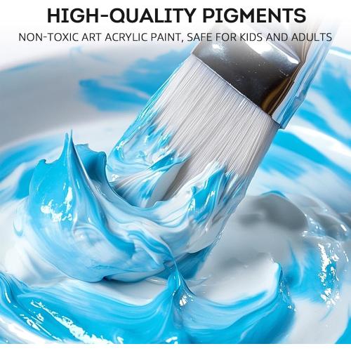 ABEIER Acrylic Paint, 20 Colors (250 ml/8.45oz) Acrylic Paint Bottle Set, Non-Toxic, Rich Pigments Bulk Painting Supplies for Canvas Crafts Wood Ceramic, Ideal for Artists, Beginners and Students