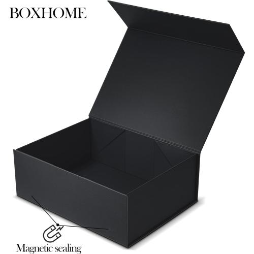 BOXHOME 3 Pack Large Gift Box, Black, 13x10x5 inch with Magnetic Lids Gift Packaging Box, Groomsmen Boxes for Presents Contains Card, Ribbon, ​Foldable
