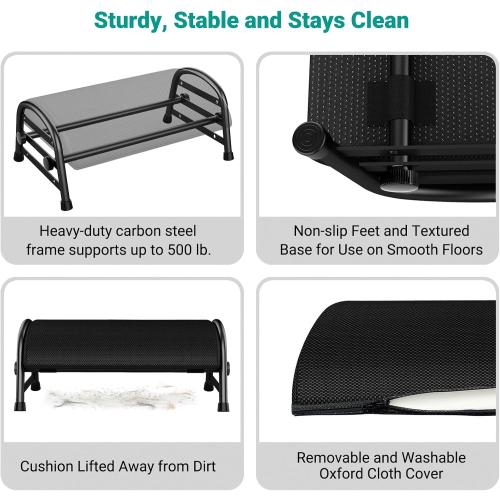 YEASHEIN Adjustable Foot Rest for Under Desk at Work, Ergonomic Under Desk Footrest with 6 Positions, Foot Stools for Under Office Desk Chair, Leg Rest for Home, Car, Computer, Gaming Accessories
