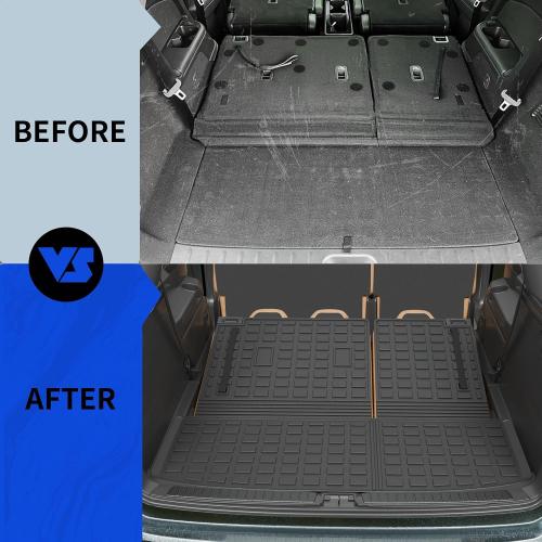 Rongtaod Cargo Mat Compatible with 2022 2023 2024 2025 2026 Nissan Pathfinder Cargo Liner Trunk Mat TPE All Weather Back Seat Cover Protector Pathfinder Accessories (Trunk Mat with Backrest Mat)