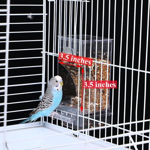 Color Blue Kenond No Mess Bird Feeder Water Dispenser Set, Automatic Parrot Feeder Cage Accessories, Clear Parakeet Seed Container Food Drinker for Cage, Cockatiel Finch Lovebirds Budgies Canary (Blue)