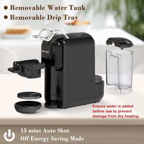 Espresso Maker for Nespresso Capsule, Lavazza Blue Capsule & Coffee Powder, 19 Bar Pump Pressure Makes Authentic Espresso Coffee, Mini Espresso Coffee Machines with Removable Water Tank.