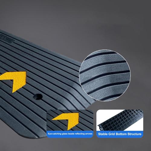 Rubber Threshold Ramp for Doorways Heavy Duty 10cm 4 Rise Wheelchair Ramp, 1 Pack Recycled Rubber Power Curb Ramp for Door Threshold Wheelchair Scooter Ramp Curb Ramp (RTR100) - missing screws