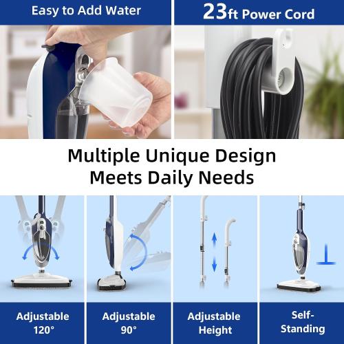 GorFanty Steam Mop - 10-in-1 Floor Steamer MultiPurpose Steam Cleaner | Detachable Handheld for Hardwood/Tile/Laminate All Floors Carpet Cleaning with 11 Accessories for Whole Home Use(Blue) ‼️used‼️