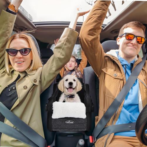 New Nobleza Dog Car Seat for Center Console, Detachable Console Pet Seat for Small Puppy Cat Kitten with Safety Protective Hooks, Adjustable Straps Storage Pocket & Safety Leash for Outdoor Travel