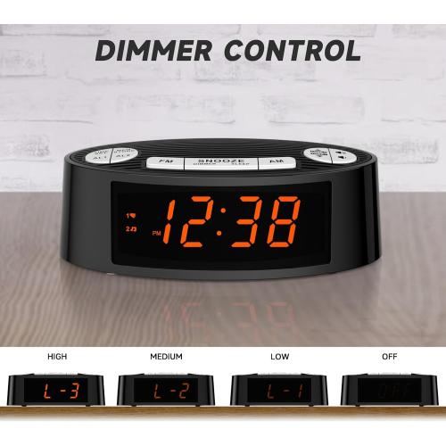 iTOMA AM/FM Alarm Clock Radio with Dual Alarm, Sleep Timer & Snooze Functions, Orange LED Display, 4-Level Dimming Option CKS3301U