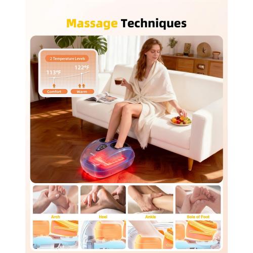 Foot Massager with Heat,Shiatsu Deep Kneading Massager for Plantar Fasciitis, Foot Massage Machine with Multi Massage Modes & Remote Control for Pain Relief(Blue Purple) USED