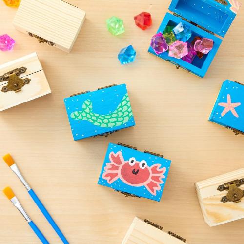 Juvale Wooden Boxes - 12-Pack, 2.3 x 1.5 x 1.5 In Natural Pinewood - Unfinished Wood Box With Hinged Lid & Metal Clasp for Crafts & Mini Treasure Chests