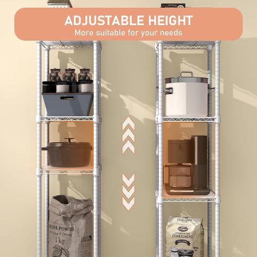 480 lbs Storage Shelves 4 Tier Shelving Units for Storage, Wire Shelving Unit for Closet, Adjustable Shelves for Bathroom Steel Organizer Wire Rack, White 11.8 D x 11.8 W x 47.3 H
