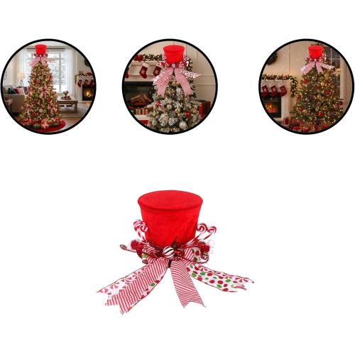 Festive Christmas Tree Topper Hat Decoration for Holiday and Indoor