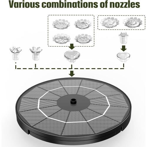 AISITIN Solar Fountain Pump for Bird Bath Upgraded 2025, 3.5W Solar Water Pump DIY Kit with 9.8ft Cord & Multiple Nozzles, Solar Bird Bath Fountain with Wire for Garden, Ponds and Outdoor