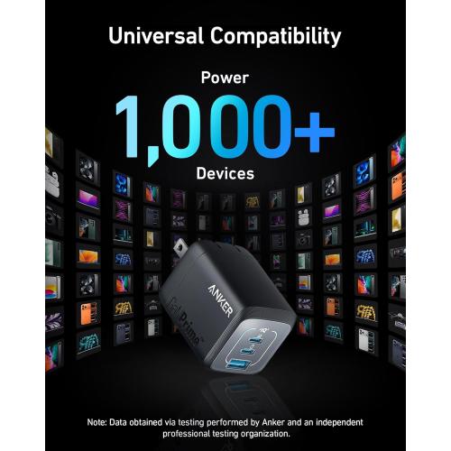 Anker Prime 67W USB C Charger, Anker GaN Wall Charger, 3-Port Compact Fast PPS Charger, For MacBook Pro/Air, Pixelbook, iPad Pro, iPhone 17/16/Pro, Galaxy S23/S22, Note20, Pixel, Apple Watch, and More