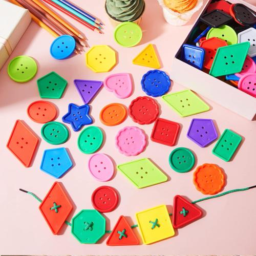 Big Bright Buttons Craft 1.2 Inch Kids Vivid Colors Large Buttons Plastic Assorted Cute Shape Colorful Toys for Arts, Crafts DIY Projects(200 Pcs)