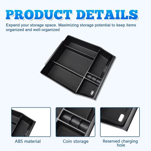 EDBETOS Center Console Organizer Compatible with Ford F150 2021-2023 Accessories (40/Console/40 Front-Seats ONLY) F-150 Armrest Box Interior Pallet Secondary Storage Box Insert Tray, Black