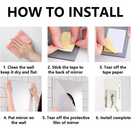 DARENYI A2 Acrylic Mirror Sheet for Wall, 16.5 x 23.2 Large Rectangular Mirror Tiles Frameless Wall Mounted Mirror Self-Adhesive Mirror Stickers for Vanity Bedroom Home Decor