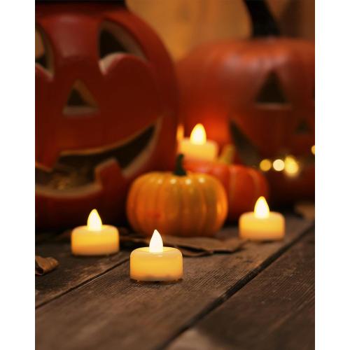 Amagic 12/24/50/100/150Pack Flameless LED Tea Lights Candles Battery Operated, Electric Fake Tealight Candles for Votive, Halloween, Christmas, Home Decor, Wedding, Table Decor (12Pack)