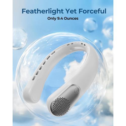 Portable Neck Fans that Blow Cold Air, 3 Speed Settings, Wearable Bladeless Neck Fan, Rechargeable 360°Personal Fan Neck Cooler with 4000mAh Battery, Lightweight and Quiet–Birthday Gift for Women