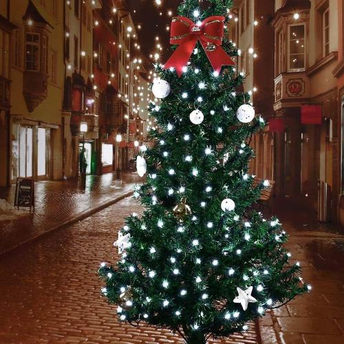 Joomer Battery Christmas Lights, 33ft 100LED Fairy Lights Battery Operated Timer 8 Modes Waterproof for Outdoor Home Garden Party Holiday Christmas Trees Decoration (White)