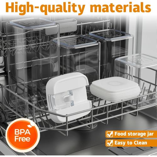 Airtight Food Storage Containers with Lids 7 pcs Plastic Kitchen and Pantry Organization Canisters for Cereal, BPA Free Kitchen Canisters for Spaghetti, Pasta, Dry Food, Flour and Sugar