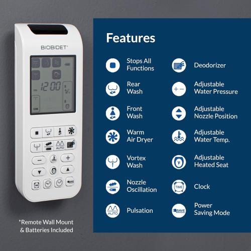 Bio Bidet BB2000 Luxury Electric Bidet Seat with Warm Water Wash & Air Dryer, Heated Seat, Remote Control & Deodorizer, Round