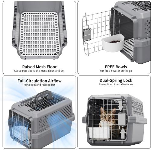 RIZZARI Airline Approved Pet Carrier for Cats & Small Dogs, Travel Crate | Hard-Sided Protection,Secure Locking Door,Excellent Airflow,Comfortable Travel,Lightweight Design